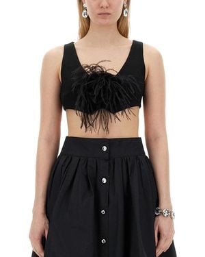 Moschino Cropped Vest With Feather Embellishment - Black