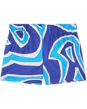 PUCCI Iride-Print Silk Shorts - Blue