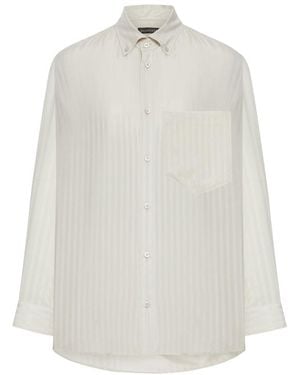 Balenciaga Tone-On-Tone Striped Shirt - White