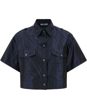 Prada Cropped Taffeta Shirt - Blue