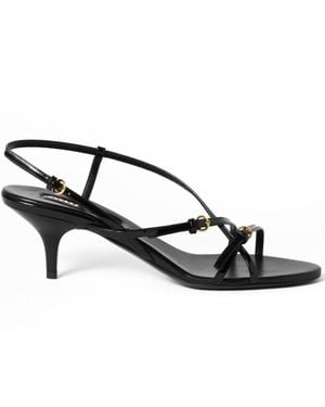 Miu Miu Patent Leather Sandals With Buckles - Black