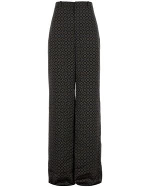 Saint Laurent Pritned Satin Wide-Leg Pant - Black