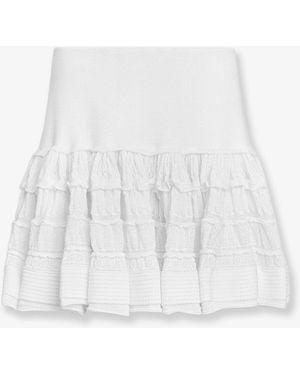 Alaïa Ruffle Virgin Wool Skirt - White