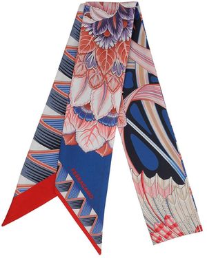Ferragamo Flowers And Butterflies Print Silk Mini Bandeau - Blue