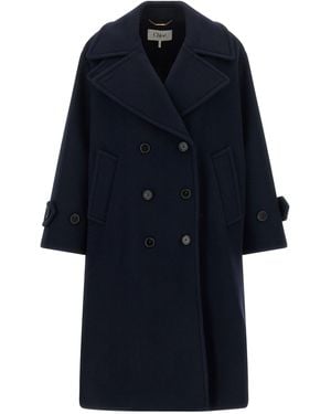 Chloé Double-Breasted Coat - Blue
