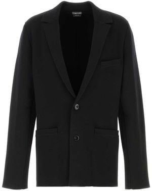Tom Ford Stretch Wool Blend Blazer - Black