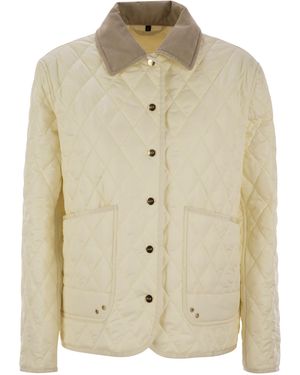 Fay Diamond Quilted Nylon Shirt Jacket - Natural