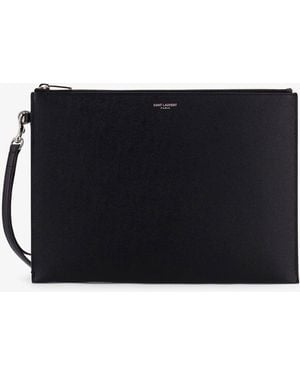 Saint Laurent Leather Clutch - Black