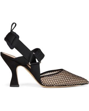 Fendi Mesh And Suede Colibrì Slingback Pumps - White