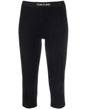 Tom Ford Cropped Leggings With Logo - Black