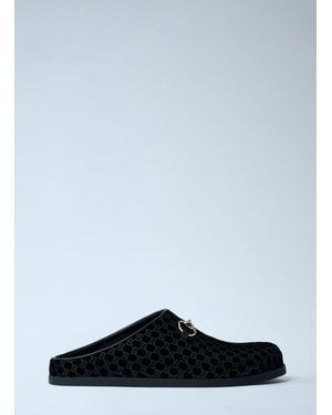 Gucci Velvet Horsebit Mules - Black