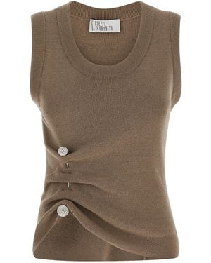 GIUSEPPE DI MORABITO Jewel Brooch Top - Brown