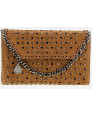 Stella McCartney Falabella Wallet W/ Chain Bag Alter Suede W/Studs &Amp; Eyelets - Brown