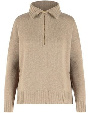 Max Mara 'Crasso' High Neck Sweater Made From Cachemire Yarn - Natural