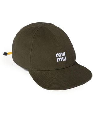 Miu Miu Logo Cotton Baseball Cap - Green