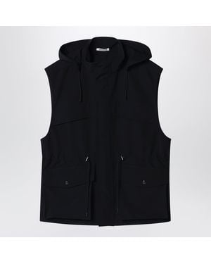 AURALEE Wool Canvas Gilet With Drawstring - Black
