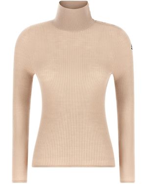 Moncler Textured Wool Turtleneck Sweater - Natural