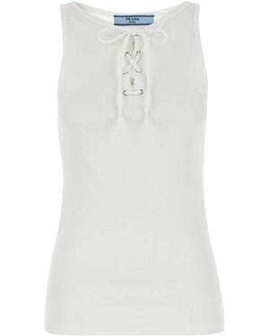 Prada Cotton Tank Tops - White