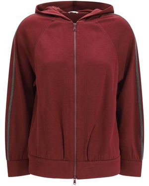 Brunello Cucinelli Long-Sleeve Zip Hoodie - Red
