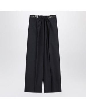 Loewe Wool And Silk Pants With Belt - Black