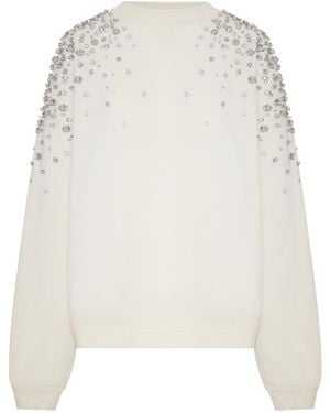 Golden Goose Deluxe Brand Crew-Neck Sweatshirt With Jeweled Appliqués - White