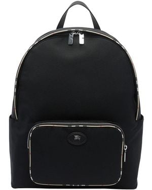 Burberry Backpack With Check Trim - Black