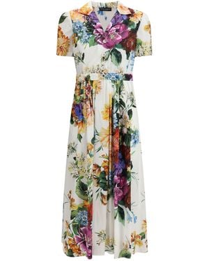 Dolce & Gabbana Flower Bouquet Print Chemisier Dress - White