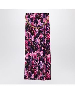 Balenciaga Floral Pleated Maxi Skirt - Purple