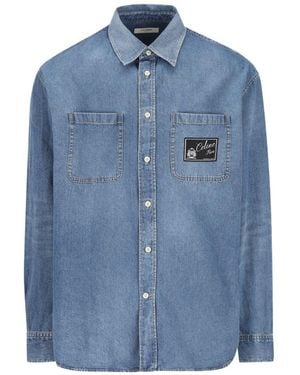 Celine Logo Cotton Denim Shirt - Blue