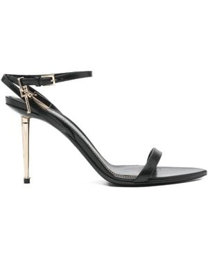Tom Ford Shiny Leather Padlock Pointy Naked Sandals 85 - Black