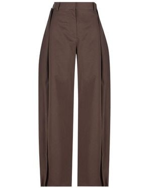Loewe Cotton And Silk Blend Pants - Brown