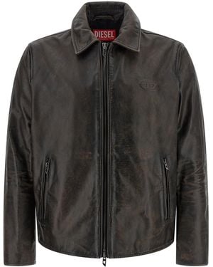 DIESEL Cowhide Leather Jacket - Black