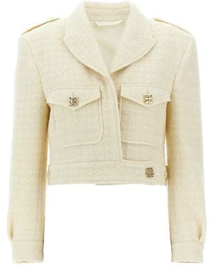 Givenchy Short Tweed Jacket With 4G Detail - Natural
