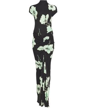 Alaïa Draped Dress With Print - Black
