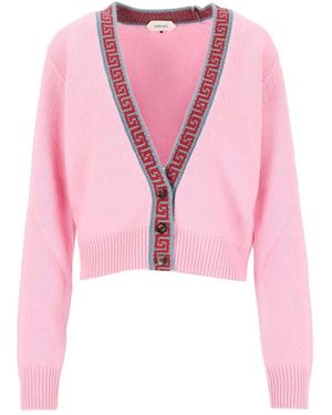 Versace Wool And Cashmere Cardigan - Pink