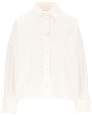 Weekend by Maxmara Short Striped Cotton Shirt - White