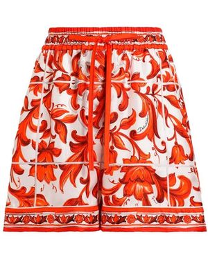 Dolce & Gabbana Dolce & Gabbana Majolica-Print Silk Bermuda - Red