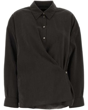 Lemaire Dark Silk Blend Shirt - Black