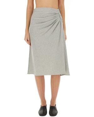 Dries Van Noten Draped "Hevira" Skirt - Gray
