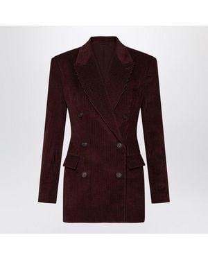Brunello Cucinelli Bordeaux Velvet Double-Breasted Jacket - Purple