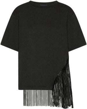 Sportmax Cotton T-Shirt With Fringes - Black