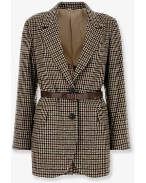 Brunello Cucinelli Madras Blazer With Belt - Multicolor