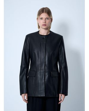 TOTEME Collarless Leather Jacket - Blue