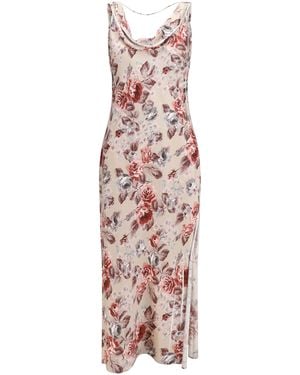 Acne Studios Draped Floral-Print Dress - White