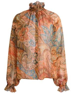 Etro Shirt With Frill On The Collar - Brown