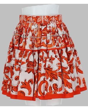 Dolce & Gabbana Maiolica Print Cotton Skirt - Red