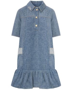 Ganni Patchwork Denim Dress - Blue