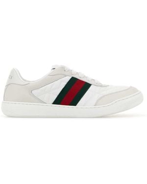 Gucci Leather And Fabric Screener Sneakers - White