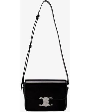 Celine Teen Triomphe Leather Shoulder Bag - White