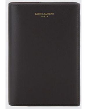Saint Laurent Smooth Calfskin Bifold Document Holder With Logo - White